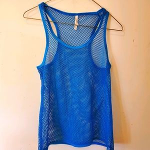 Blue fishnet tank